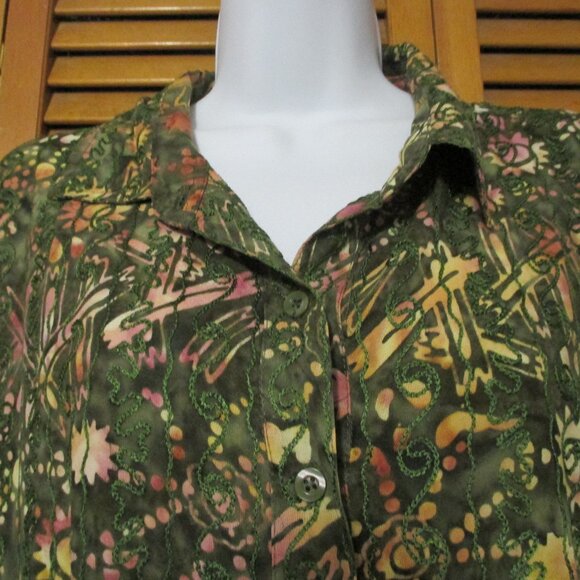 Vintage top, Territory Ahead button down textured embroidered blouse size L - Picture 3 of 7